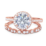 Two Piece Round Natural Stone Bridal Ring
