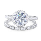 Two Piece Round Moissanite Wedding Set Ring 925 Sterling Silver