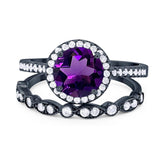 Two Piece Round Natural Stone Bridal Ring