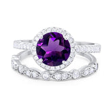 Two Piece Round Natural Stone Bridal Ring