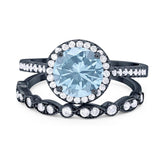 Two Piece Round Natural Stone Bridal Ring
