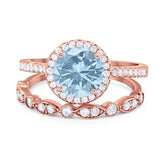 Two Piece Round Natural Stone Bridal Ring
