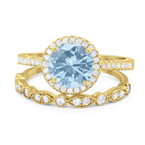 Two Piece Round Natural Stone Bridal Ring