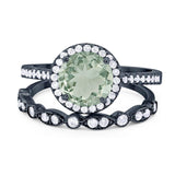 Two Piece Round Natural Stone Bridal Ring
