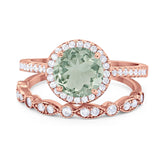 Two Piece Round Natural Stone Bridal Ring