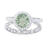 Two Piece Round Natural Stone Bridal Ring