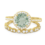 Two Piece Round Natural Stone Bridal Ring