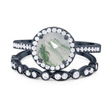 Two Piece Round Natural Stone Bridal Ring