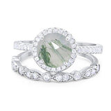 Two Piece Round Natural Stone Bridal Ring