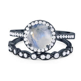 Two Piece Round Natural Stone Bridal Ring