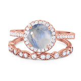 Two Piece Round Natural Stone Bridal Ring