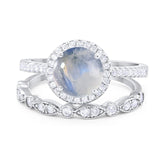 Two Piece Round Natural Stone Bridal Ring