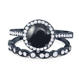 Two Piece Round Natural Stone Bridal Ring