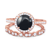 Two Piece Round Natural Stone Bridal Ring
