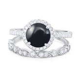 Two Piece Round Natural Stone Bridal Ring