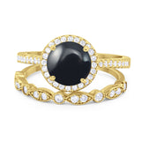 Two Piece Round Natural Stone Bridal Ring