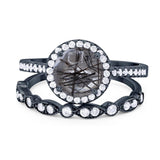 Two Piece Round Natural Stone Bridal Ring
