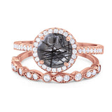 Two Piece Round Natural Stone Bridal Ring