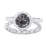 Two Piece Round Natural Stone Bridal Ring