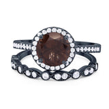 Two Piece Round Natural Stone Bridal Ring