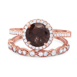 Two Piece Round Natural Stone Bridal Ring