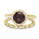 Two Piece Round Natural Stone Bridal Ring