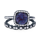 Two Piece Round Natural Stone Bridal Ring