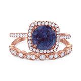 Two Piece Round Natural Stone Bridal Ring