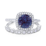Two Piece Round Natural Stone Bridal Ring