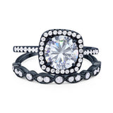 Two Piece Round Natural Stone Bridal Ring