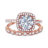 Two Piece Round Natural Stone Bridal Ring