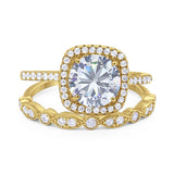 Two Piece Round Natural Stone Bridal Ring