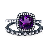 Two Piece Round Natural Stone Bridal Ring