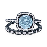 Two Piece Round Natural Stone Bridal Ring