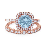 Two Piece Round Natural Stone Bridal Ring