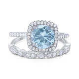 Two Piece Round Natural Stone Bridal Ring