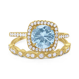 Two Piece Round Natural Stone Bridal Ring