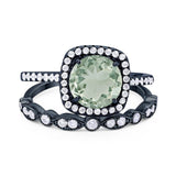 Two Piece Round Natural Stone Bridal Ring