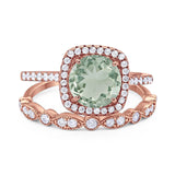 Two Piece Round Natural Stone Bridal Ring
