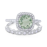 Two Piece Round Natural Stone Bridal Ring