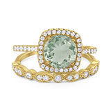Two Piece Round Natural Stone Bridal Ring