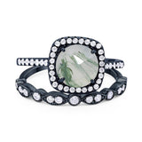 Two Piece Round Natural Stone Bridal Ring