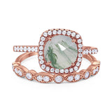 Two Piece Round Natural Stone Bridal Ring