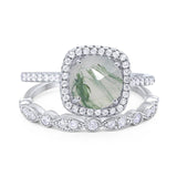 Two Piece Round Natural Stone Bridal Ring