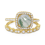 Two Piece Round Natural Stone Bridal Ring