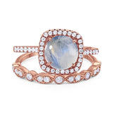 Two Piece Round Natural Stone Bridal Ring
