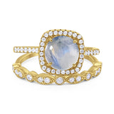 Two Piece Round Natural Stone Bridal Ring