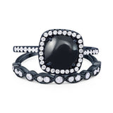Two Piece Round Natural Stone Bridal Ring