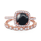 Two Piece Round Natural Stone Bridal Ring