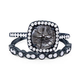 Two Piece Round Natural Stone Bridal Ring